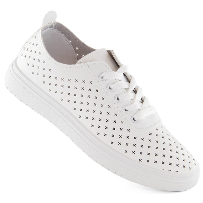 Scarpe sportive traforate da donna, colore bianco Sabatina 0819 bianca
