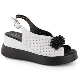 Sandali con zeppa da donna in pelle con perline, bianco Filippo DS6076 bianca