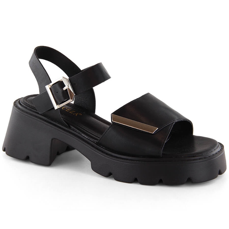 Sandali neri da donna con tacco e plateau Vinceza 36257 nero