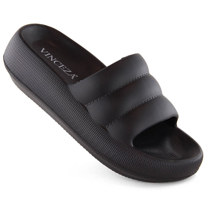Infradito da donna trapuntate nere con plateau Vinceza 75204 nero