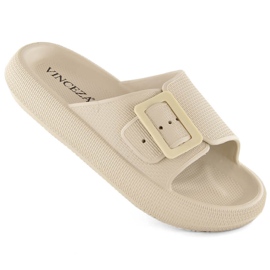 Infradito da donna beige con fibbia, Vinceza 75207