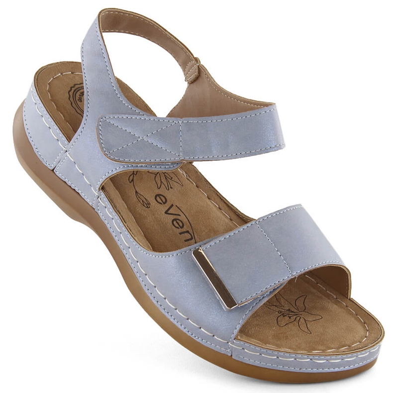 Sandali comodi da donna con velcro, blu eVento 0146
