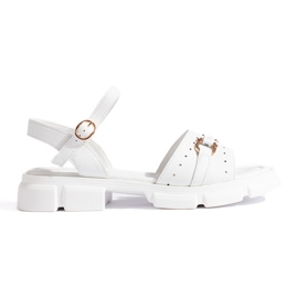 Goodin Sandali da donna in pelle bianca bianco