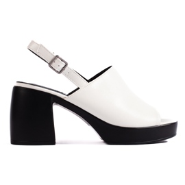Goodin Sandali con zeppa da donna bianchi bianco