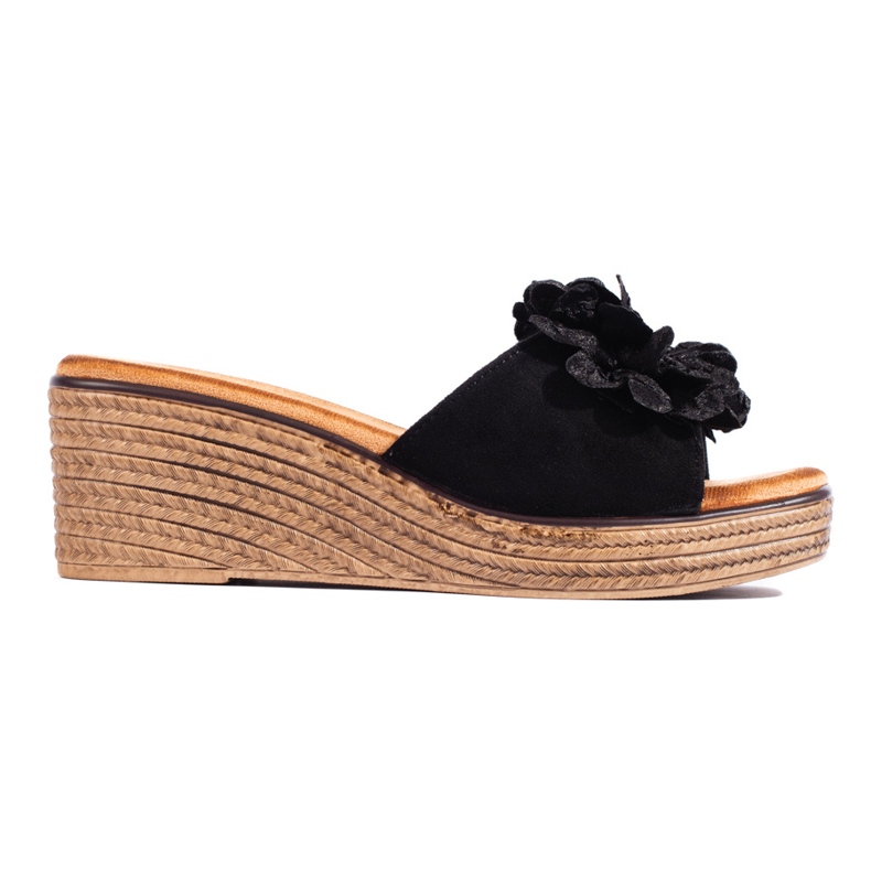 Sabot con zeppa in camoscio nero