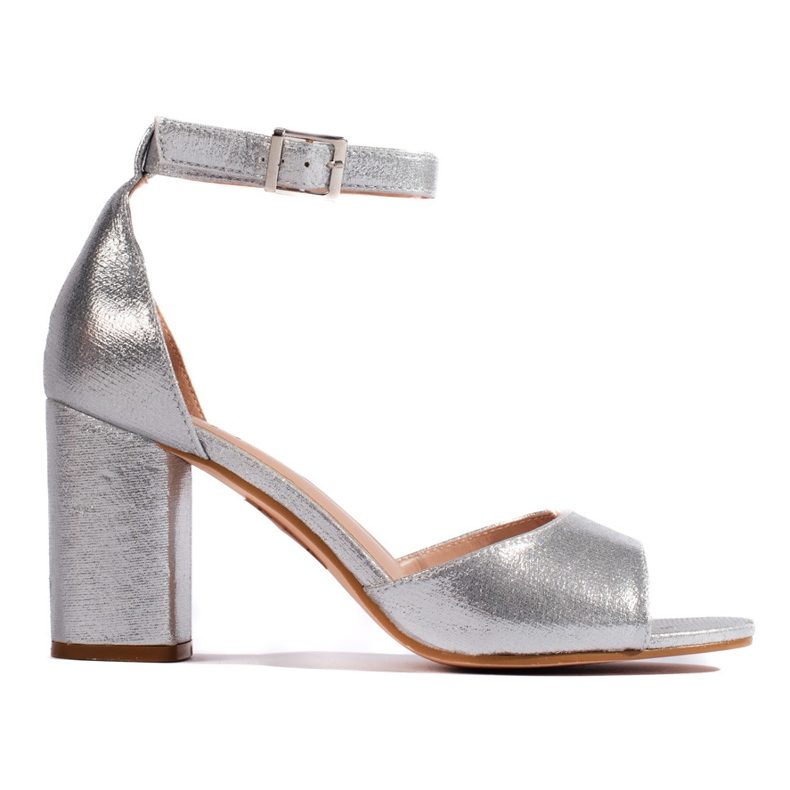 Sandali argento con tacco da donna d'argento