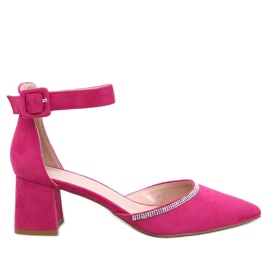 Décolleté Bardini fucsia con tacco alto e cinturino alla caviglia rosa