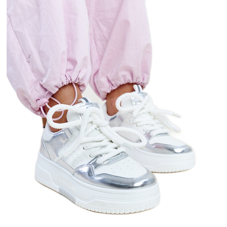 Sneakers Lengyel con plateau alto bianco e argento bianca