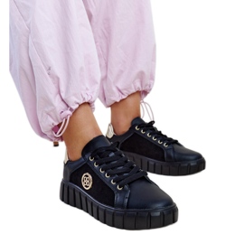 Sneaker in pelle nera con massiccia suola Viera nero