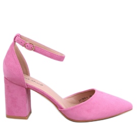 Décolleté Pozzi Fushia con tacco alto e chiusura alla caviglia rosa