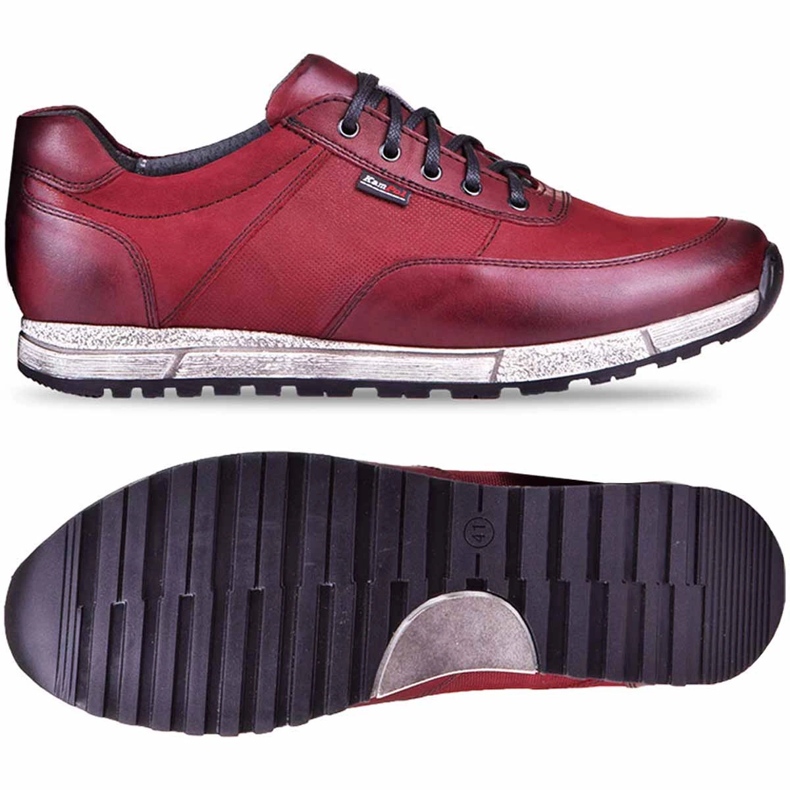 Kampol Scarpe casual da uomo in pelle 31/34 marrone rosso