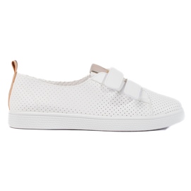 Sneakers bianche da donna con velcro bianco