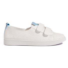 Sneakers bianche da donna con velcro bianco