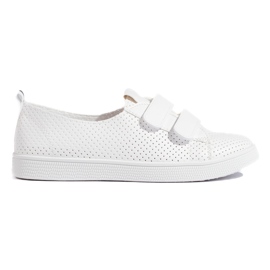 Sneakers bianche da donna con velcro bianco