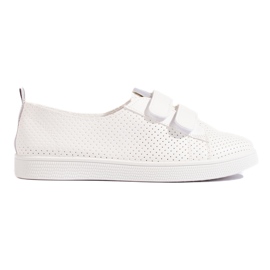 Sneakers bianche da donna con velcro bianco