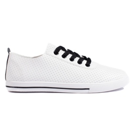 Sneakers da donna traforate bianche e nere bianco