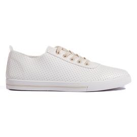 Sneakers da donna traforate bianche e beige bianco