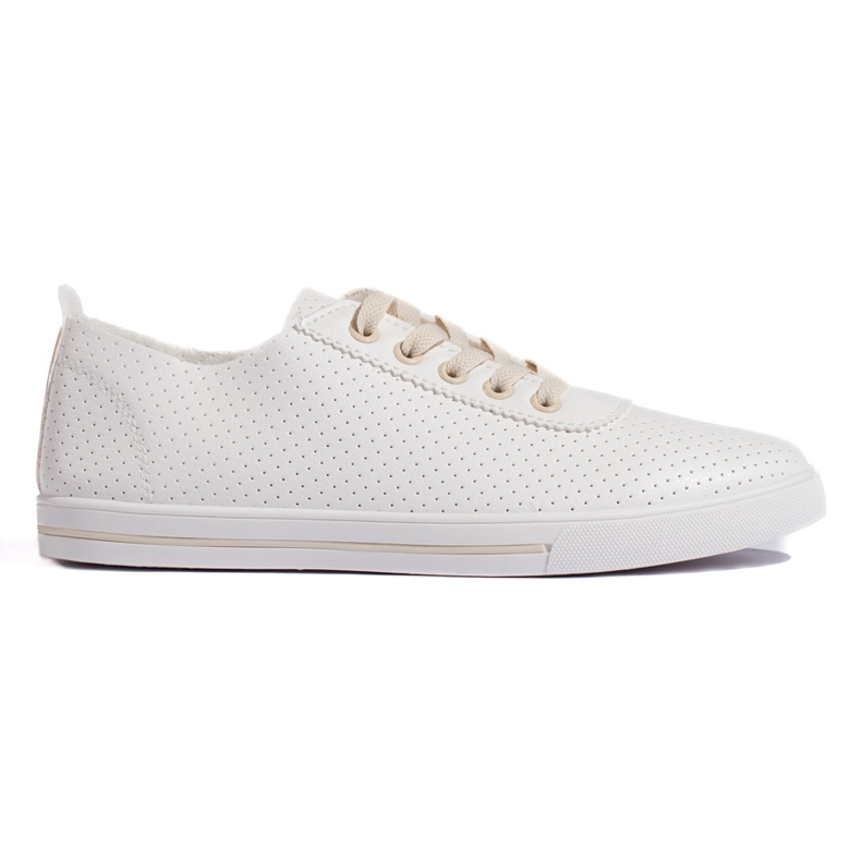 Sneakers da donna traforate bianche e beige bianca