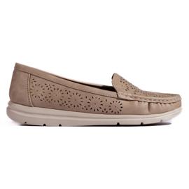 Mocassini traforati da donna beige