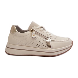 Sneakers da Donna in Pelle su Platform Ligustra Beige