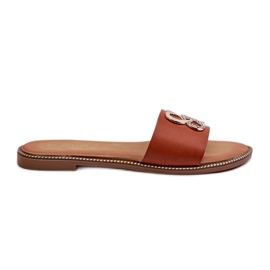Infradito da Donna Con Decorazione In Eco Pelle Su Tacco Piatto Marrone Sadria