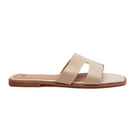 Infradito piatte da donna con ritagli Beige Fiviama