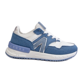Sneakers Denim da Donna Realizzate in Eco Pelle, Colore Blu Vinelli