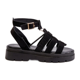 Sandali Gladiatore da Donna Realizzati in Eco Camoscio Dorameia Nero