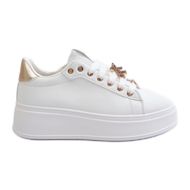 Sneakers da donna con plateau e spille in ecopelle, cavisa bianca