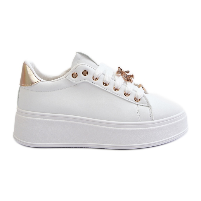 Sneakers da donna con plateau e spille in ecopelle, cavisa bianca