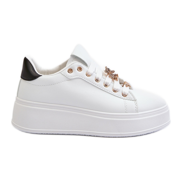 Sneakers da donna con plateau e spille in ecopelle, cavisa bianca