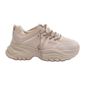 Sneakers da donna su suola massiccia con allacciatura decorativa Relissa beige