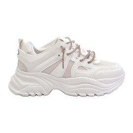 Sneakers da donna su suola massiccia con allacciatura decorativa Relissa bianca bianco