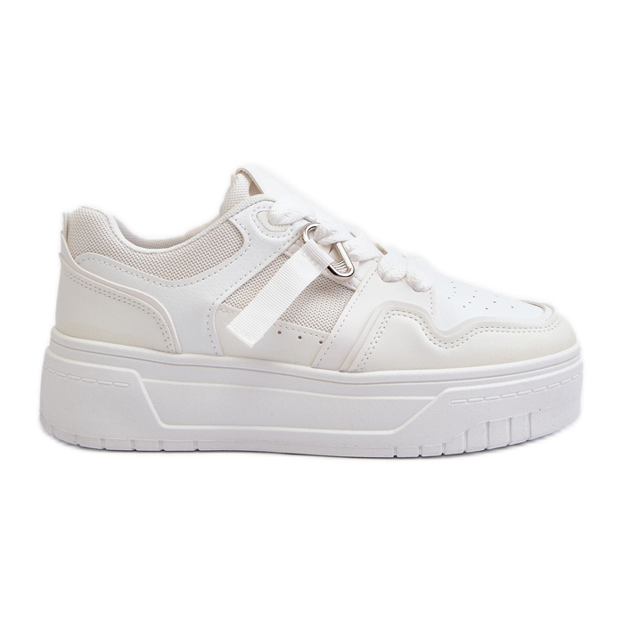 Sneakers Platform da Donna in Eco Pelle, Colore Bianco