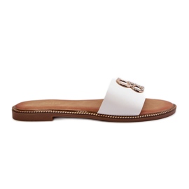 Infradito da Donna Con Decorazione In Eco Pelle Su Tacco Piatto, Sadria Bianco