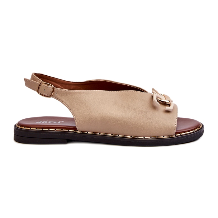 Sandali Con Tacco Piatto Da Donna Con Decorazione Jezzi Beige
