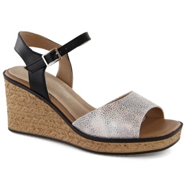 Sandali con zeppa argento Sergio Leone W SK441C