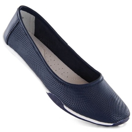 Filippo W PAW322B ballerine in pelle traforata, blu navy