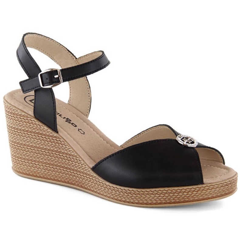 Sandali con zeppa in pelle con decoro Filippo W PAW526B nero
