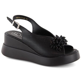 Sandali zeppa in pelle con perline Filippo W PAW529A nero