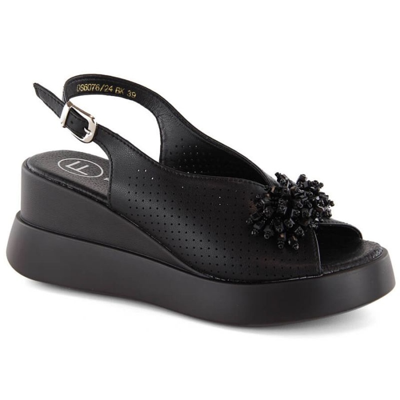 Sandali zeppa in pelle con perline Filippo W PAW529A nero