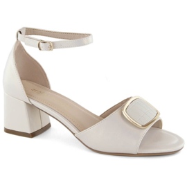 Sandali formali Sergio Leone W SK444B con perle e tacco alto bianco