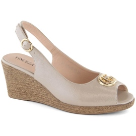 Sandali con zeppa con decorazione Vinceza W JAN299, beige