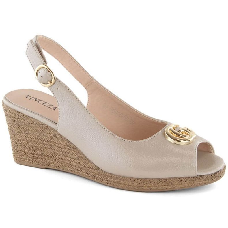 Sandali con zeppa con decorazione Vinceza W JAN299, beige