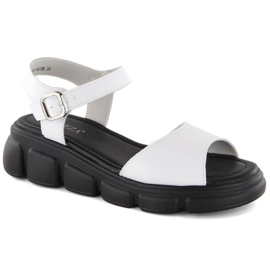 Sandali con zeppa in pelle bianca Vinceza W JAN300