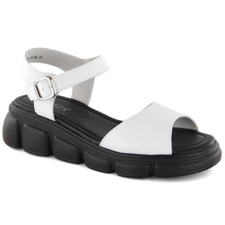 Sandali con zeppa in pelle bianca Vinceza W JAN300