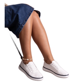 Sneakers Biserka traforate bianche e blu navy bianco