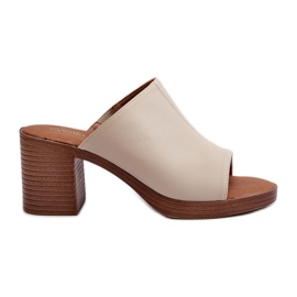 Pantofole da donna eleganti e leggere con tacco alto, Beige Varnila marrone