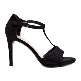 Vinceza Sandali con Tacco Alto da Donna Realizzati in Eco Camoscio, Colore Obdaria Nero