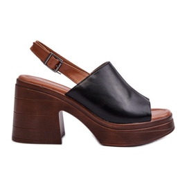 Vinceza Sandali da Donna Realizzati in Eco Pelle con Tacco Grosso e Plateau, Meeyah Nero